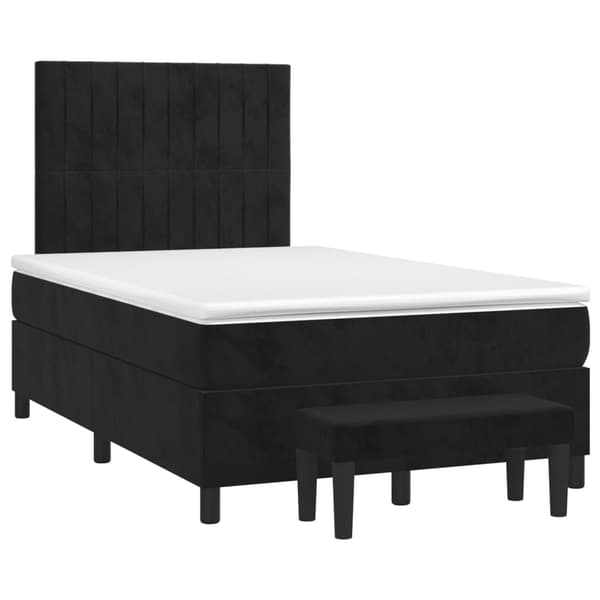 Ramsäng med madrass svart 120x200 cm sammet