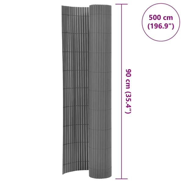 Dubbelsidigt insynsskydd PVC 90x500 cm grå
