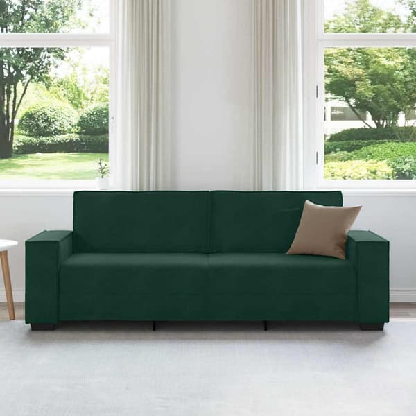 3-sitssoffa mörkgrön 220x78x84 cm sammet