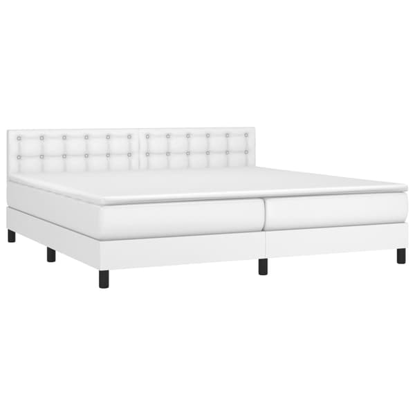 Ramsäng med madrass vit 200x200 cm konstläder