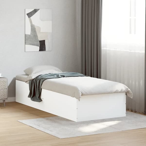 Sängram vit 90x190 cm konstruerat trä