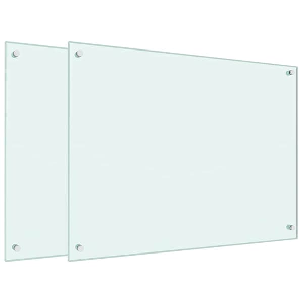 Stänkskydd 2 st vit 80x60 cm härdat glas