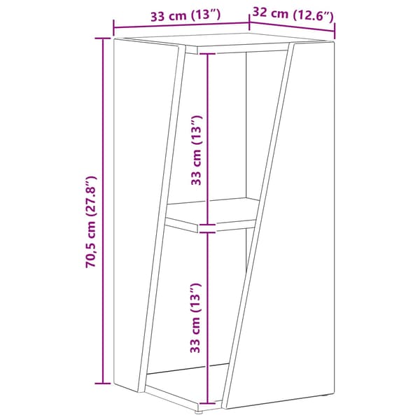 Sidobrett 33 x 32 x 70,5 cm Konstruerat trä Vit