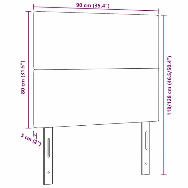 Huvudgavel Mörkgrå 90 cm Kordread tyg