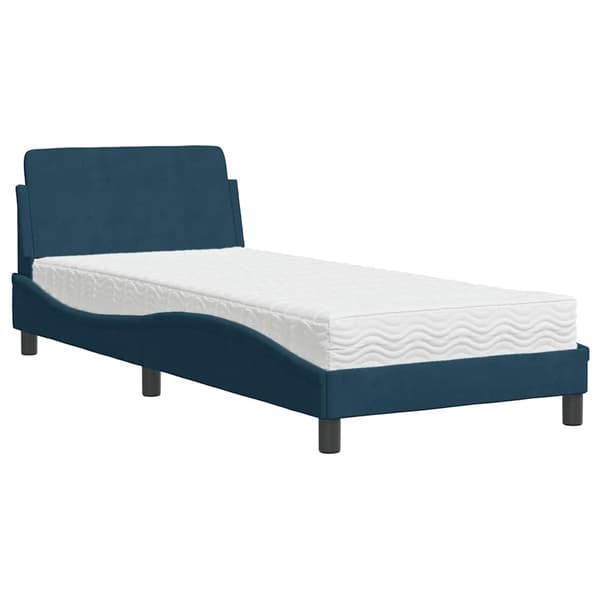 Bed with Mattress "Dover" Blue 80x200 cm Velvet