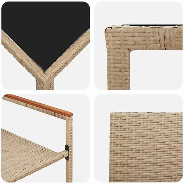 Trädgårdsmöbelset 5 pcs Beige konstrotting