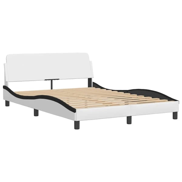 Bed Frame "Dover" White&Black 140x200 cm Faux Leather