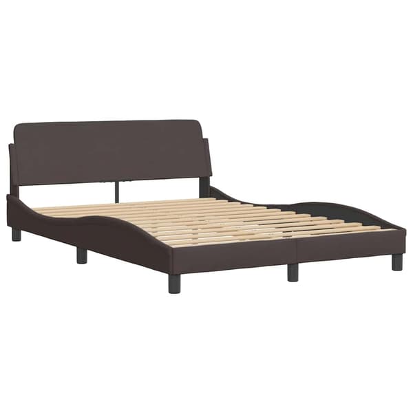 Bed Frame "Dover" Dark Brown 140x190 cm Fabric