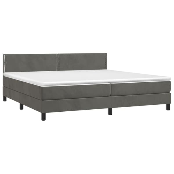 Ramsäng med madrass mörkgrå 200x200 cm sammet