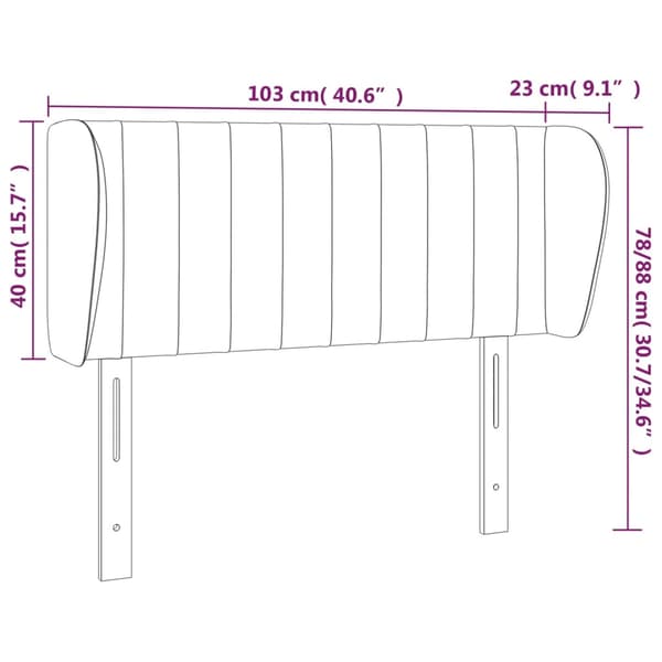 Sänggavel med kanter rosa 83x23x78/88 cm sammet