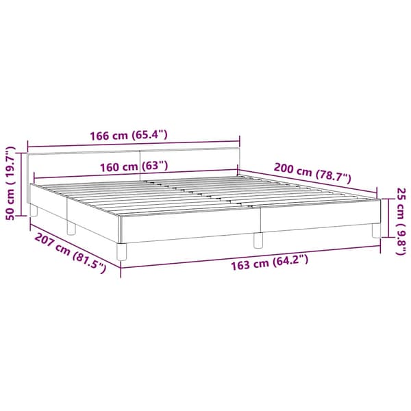 Sängram utan madrass mörkgrå 160x200 cm sammet
