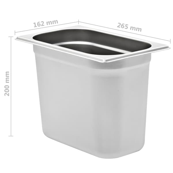 Gastronormkantiner 4 st GN 1/4 200 mm rostfritt stål