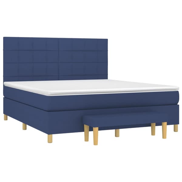 Ramsäng med madrass blå 180x200 cm tyg