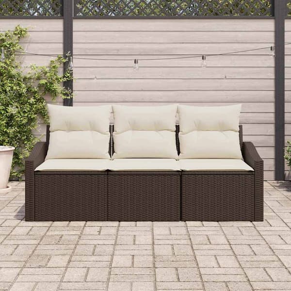 Soffset med kudde 3 pcs Brun konstrotting