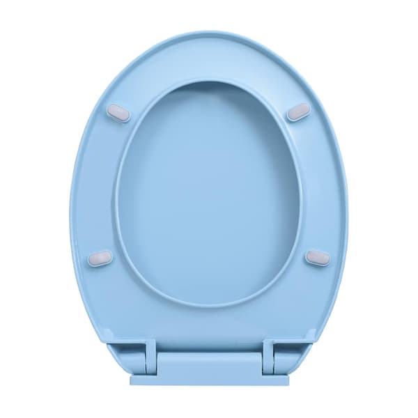 Toalettsits mjuk stängning blå oval