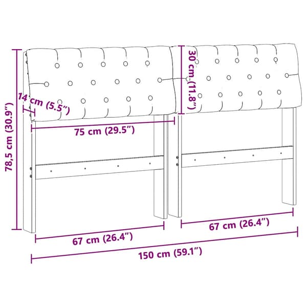 Klädd sänggavel Mörkgrå 150 cm Massiv furu