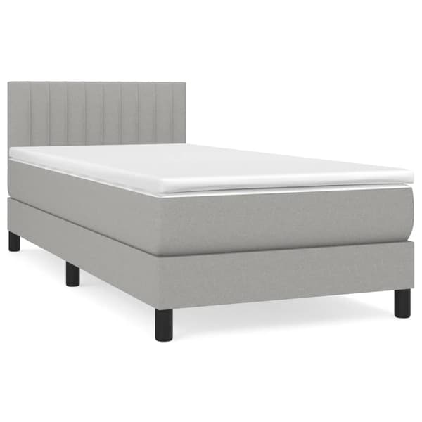 Ramsäng med madrass ljusgrå 80x200 cm tyg