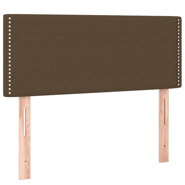 Ramsäng med madrass & LED mörkbrun 100x200 cm tyg