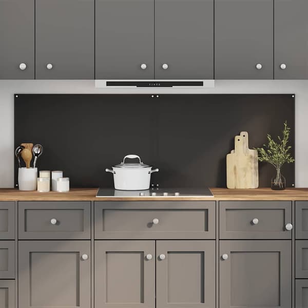 Köksskydd 2 st Svart 90 x 60 cm härdat glas