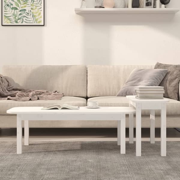Satsbord 2 st vit massiv furu