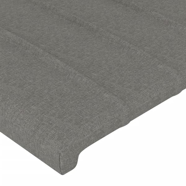 Sänggavel LED mörkgrå 103x16x118/128 cm tyg