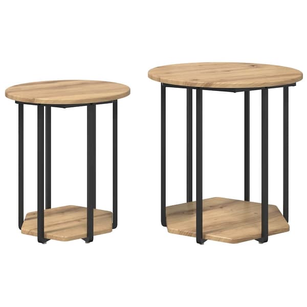 Sidobordsset med hylla 2 pcs Brun