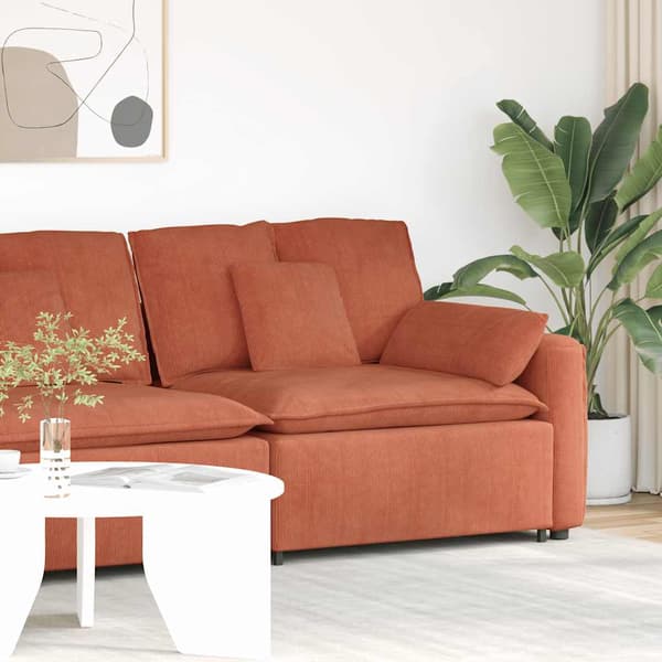 Modulär soffa armstödsändmodul med dynor röd orange 100 cm