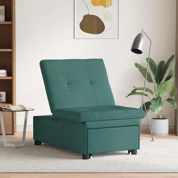 Pull Out Sofa Bed Mörkgrön 194 x 50 x 82 cm tyg