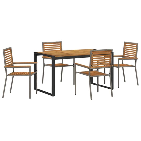 Trädgårdsmöbelset 5 pcs Grå och Brun konstrotting