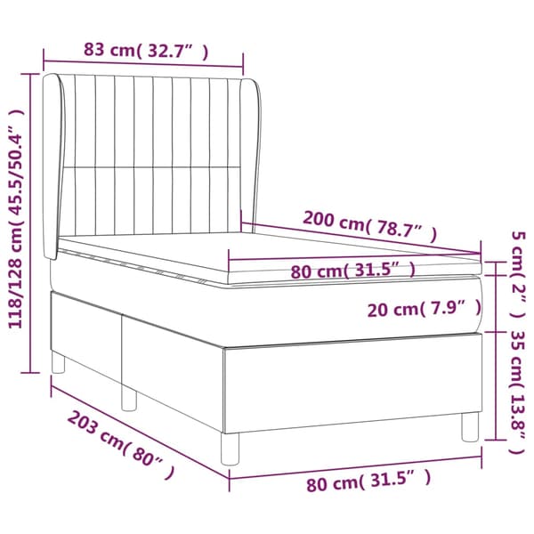 Ramsäng med madrass mörkblå 80x200 cm sammet