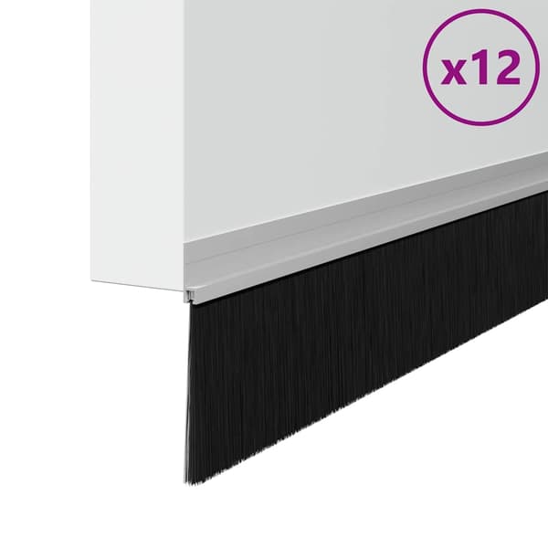 Självhäftande dörrborstlist 12 pcs Silver 100 cm