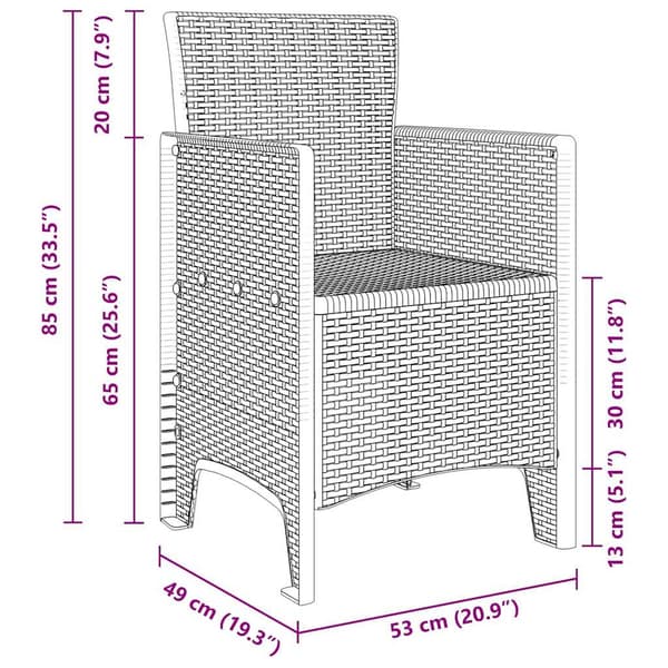 Trädgård Stol 2 pcs Ljusgrå 53 x 49 x 85 cm Polypropylen