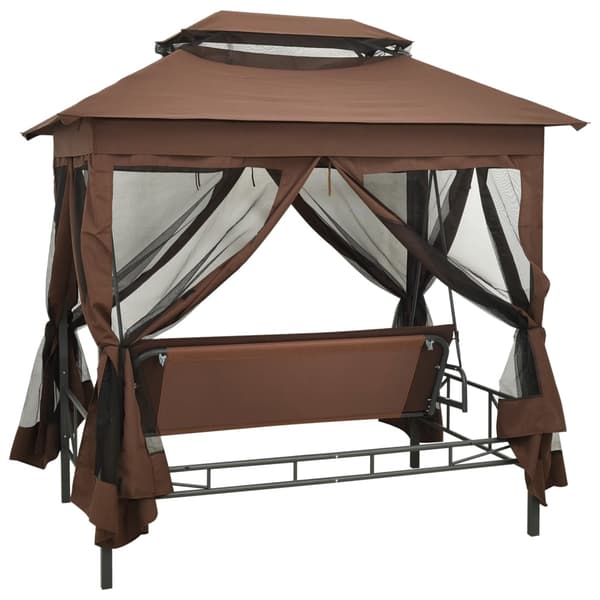 Paviljong med hammock kaffebrun