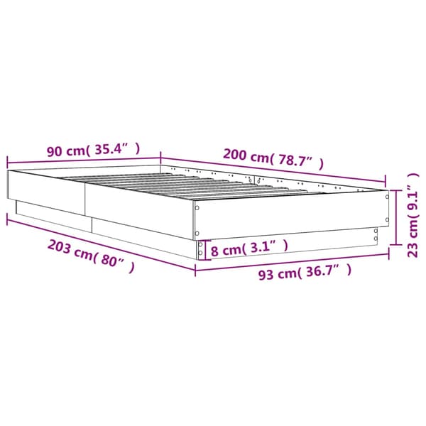 Sängram vit 90x200 cm konstruerat trä