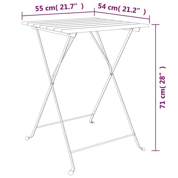 Hopfällbart caféset 3 delar massiv teak och stål