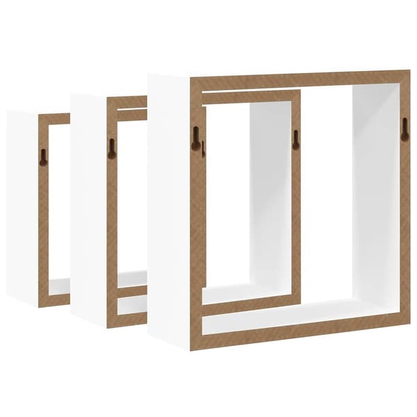 Vägghyllor kub 3 st vit MDF