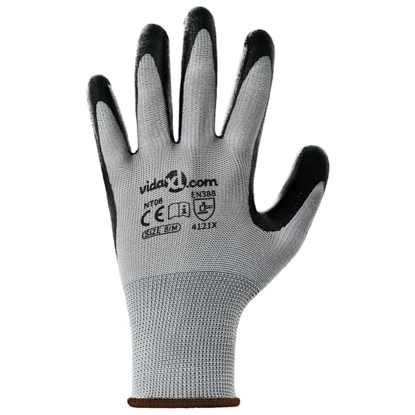 Arbetshandskar 24 pcs Grå och svart 8 / m Polyester