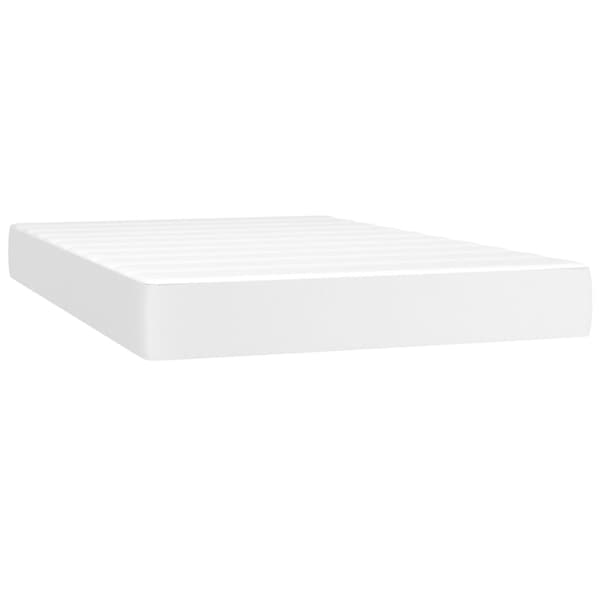 Ramsäng med madrass & LED vit 120x200 cm konstläder
