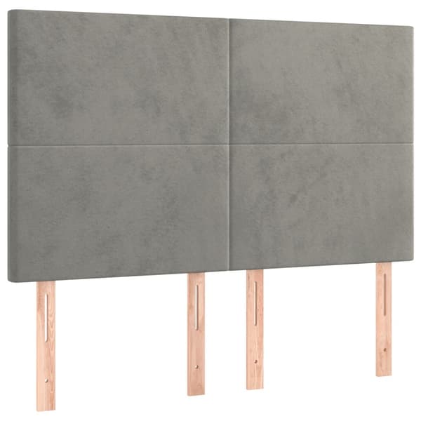 Ramsäng med madrass & LED ljusgrå 140x200 cm sammet