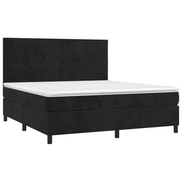 Ramsäng med madrass svart 180x200 cm sammet