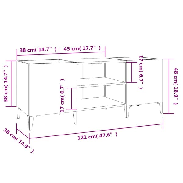 Stereobänk vit högglans 121x38x48 cm konstruerat trä