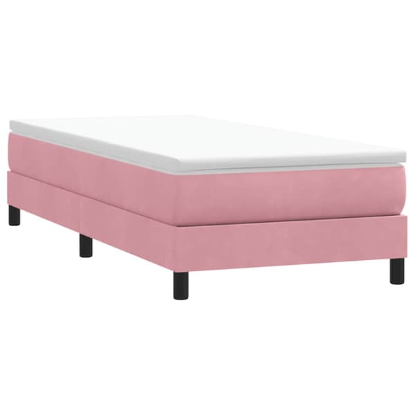 Ramsäng med madrass rosa 90x210 cm sammet