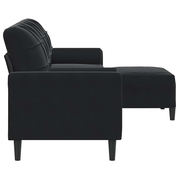 3-sitssoffa med fotpall Svart 210 cm sammet