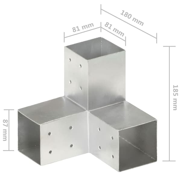 Stolpbeslag Y-form galvaniserad metall 81x81 mm
