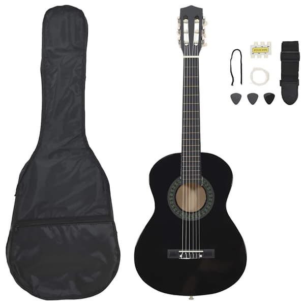 Klassisk gitarr för nybörjare 8 delar svart 1/2 34"