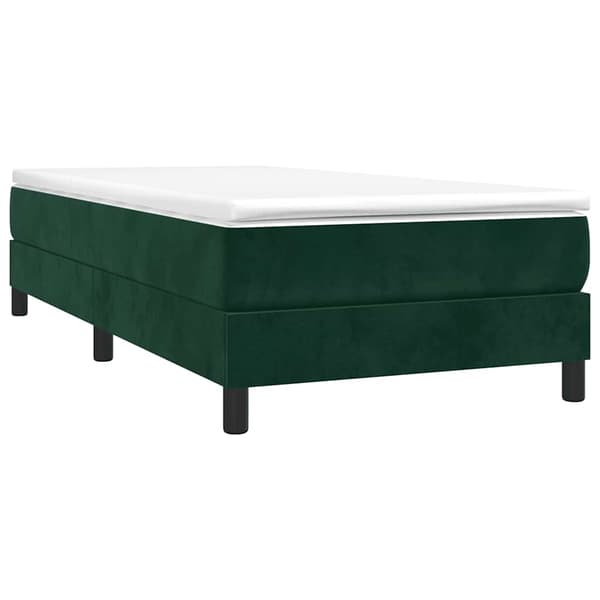 Boxspring-sängram mörkgrön 90x200 cm sammet