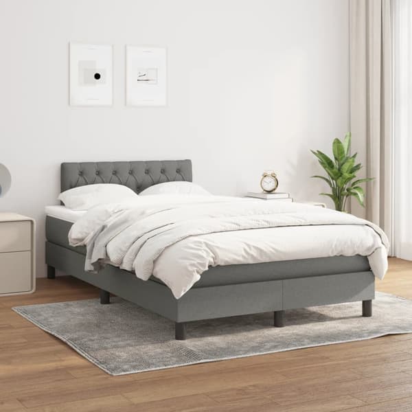 Ramsäng med madrass mörkgrå 120x190 cm tyg