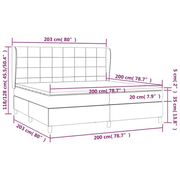 Ramsäng med madrass gräddvit 200x200 cm tyg