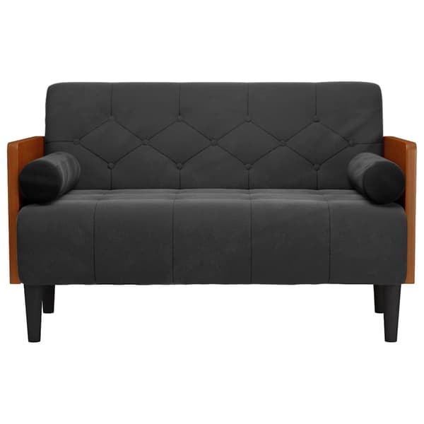 Loveseat soffa med dynor svart 110 cm sammet