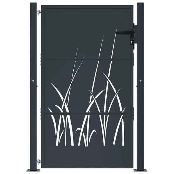 Trädgårdsgrind antracit 100x125 cm stål gräsdesign